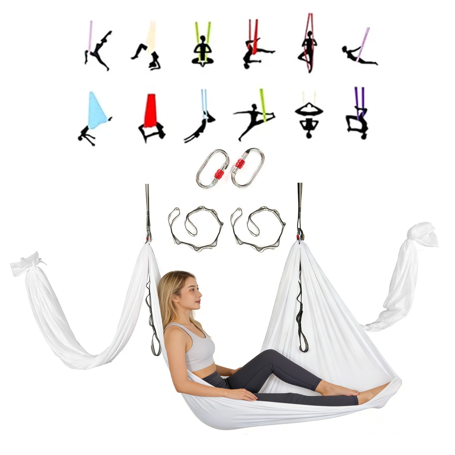 Home Aerial Yoga Swing 20FT Nylon Hammock Increasing Strength Flexibility