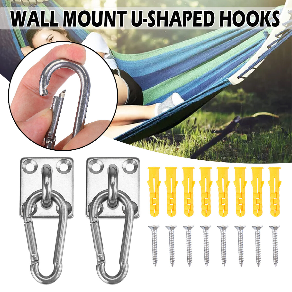 Heavy Duty Hammock Hanging Hook Kit Stainless Steel Swing Chair Swivel Hanger