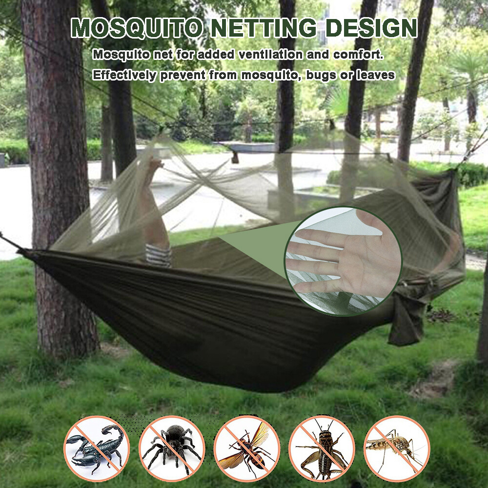 2 Person Outdoor Camping Hammock With Mosquito Net Portable Nylon Hanging Bed