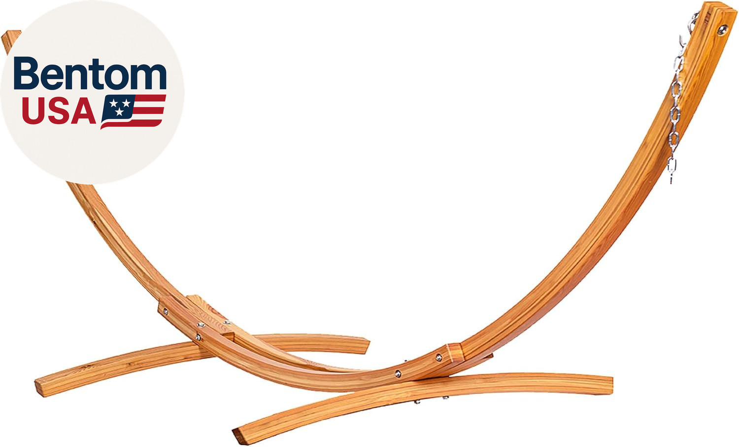 10.5 FT Outdoor Arc Wood Hammock Stand, 2 Person Hard Pine Wood Hammock Stand wi