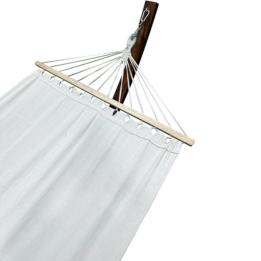 12FT PREMIUM QUILTED HAMMOCK WITH EUROPEAN LARCH WOOD ARC STAND INDOOR OUTDOOR