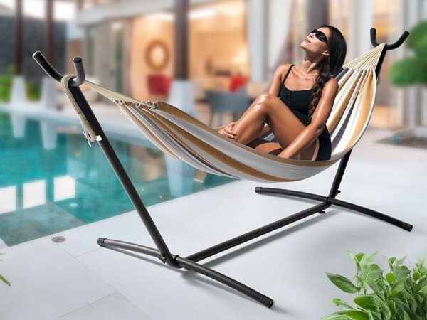 Sorbus Double Hammock w/ Steel Stand – 2 Person (450 LBS) Adjustable Hammock Bed