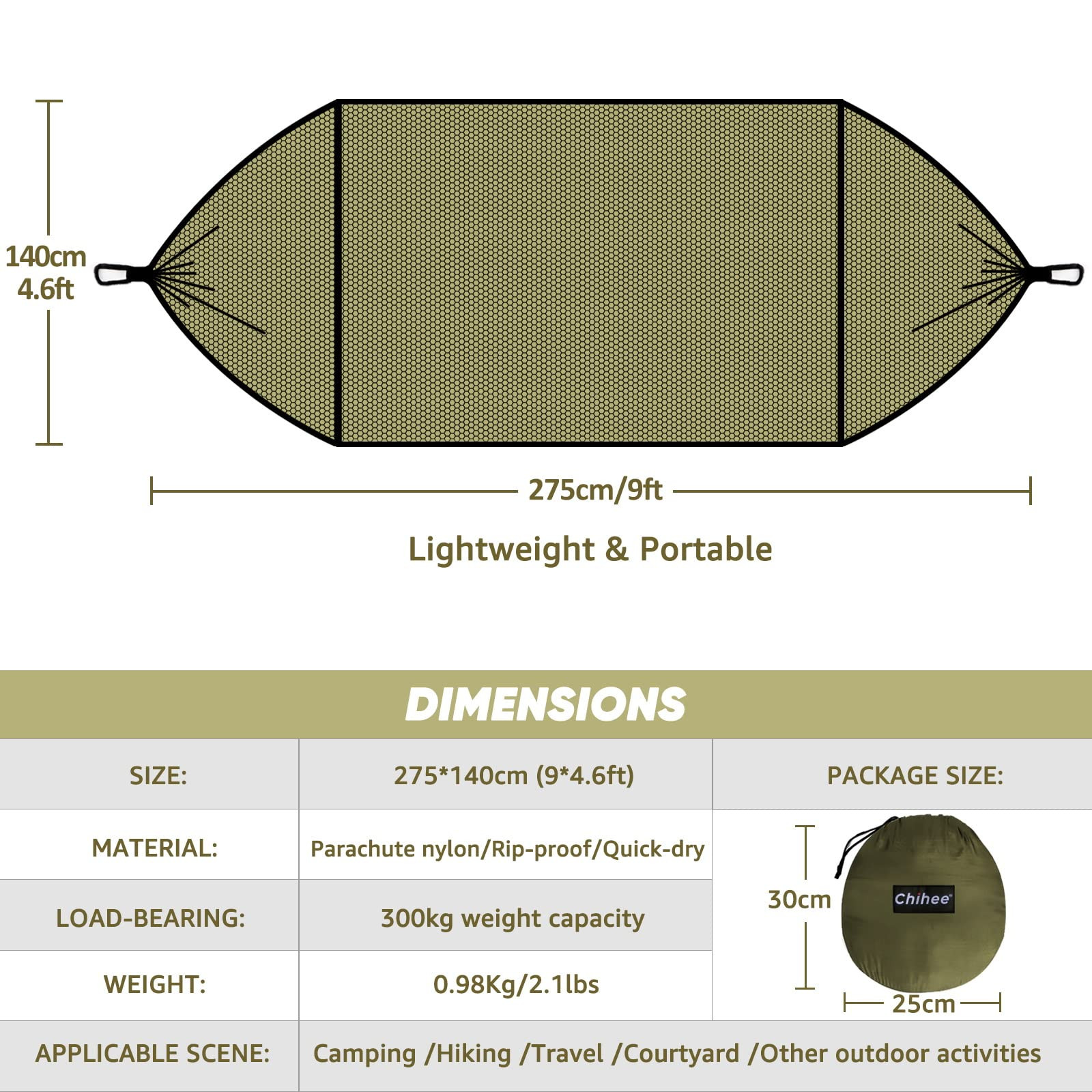 Ultra-Light Travel Camping Hammock Pop-up Net Hammock 660lbs Load Capacity,Br…