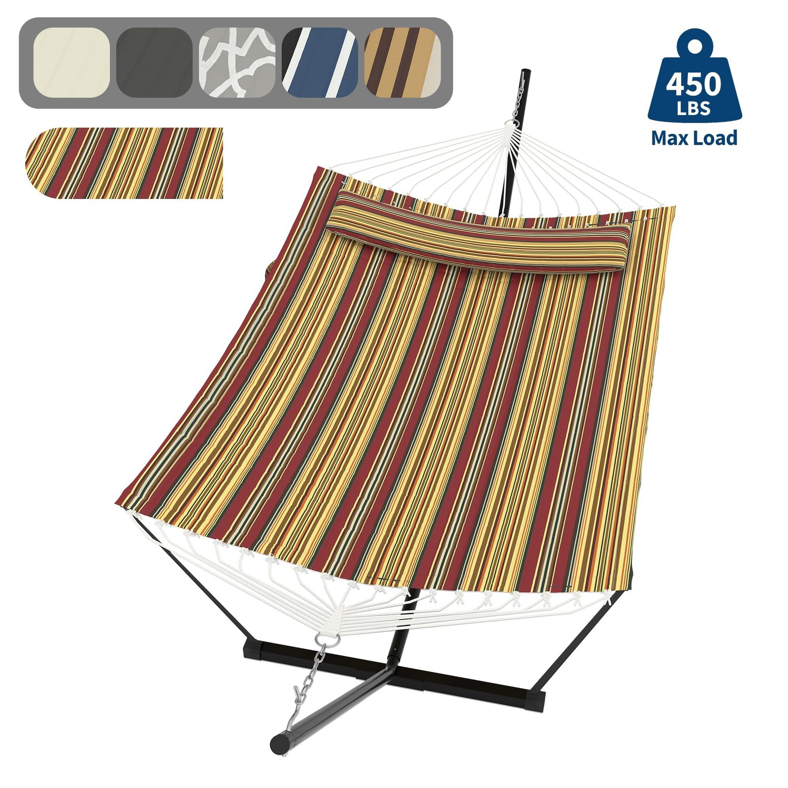 Heavy Duty Outdoor Hammock w/Balance Rope & Stand 450 LBS Large Hammock for Yard