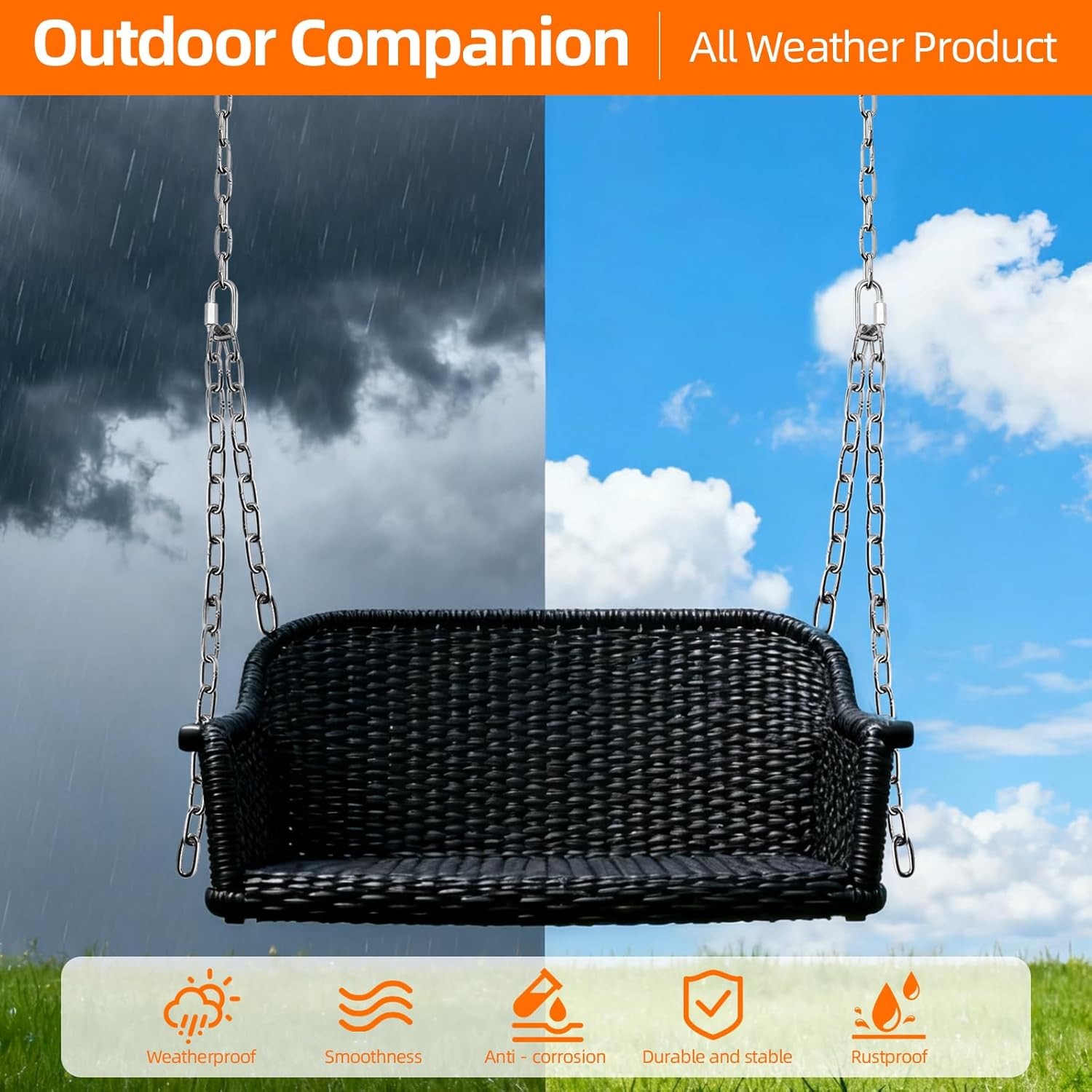 2 Pack Porch Swing Hanging Chain Kit Stainless Steel 10 FT Ceiling Load 700 Lbs