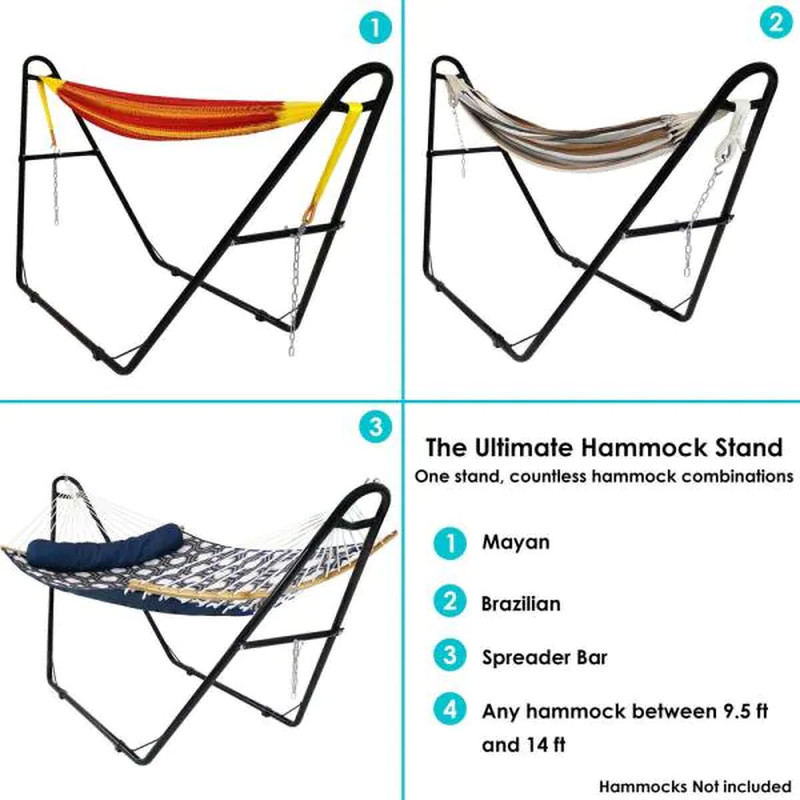 Hammock Stand Universal Multi-Use, Fits 9 to 14 Ft. Metal Heavy Duty 2-Person