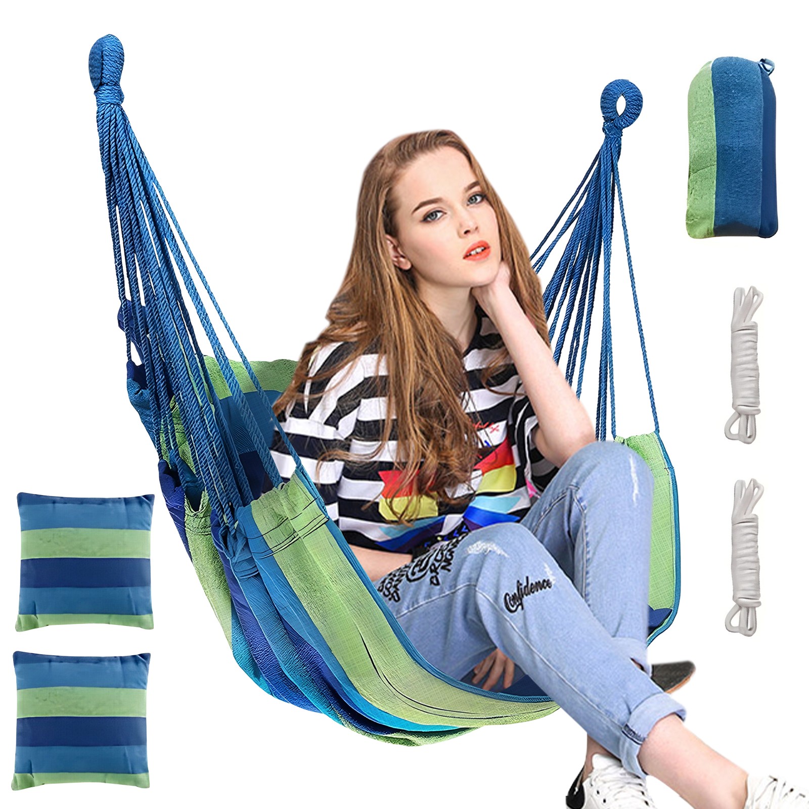 Hanging Hammock Swing Chair Chair for Outdoor & Indoor & Camping Holds 330 Lbs