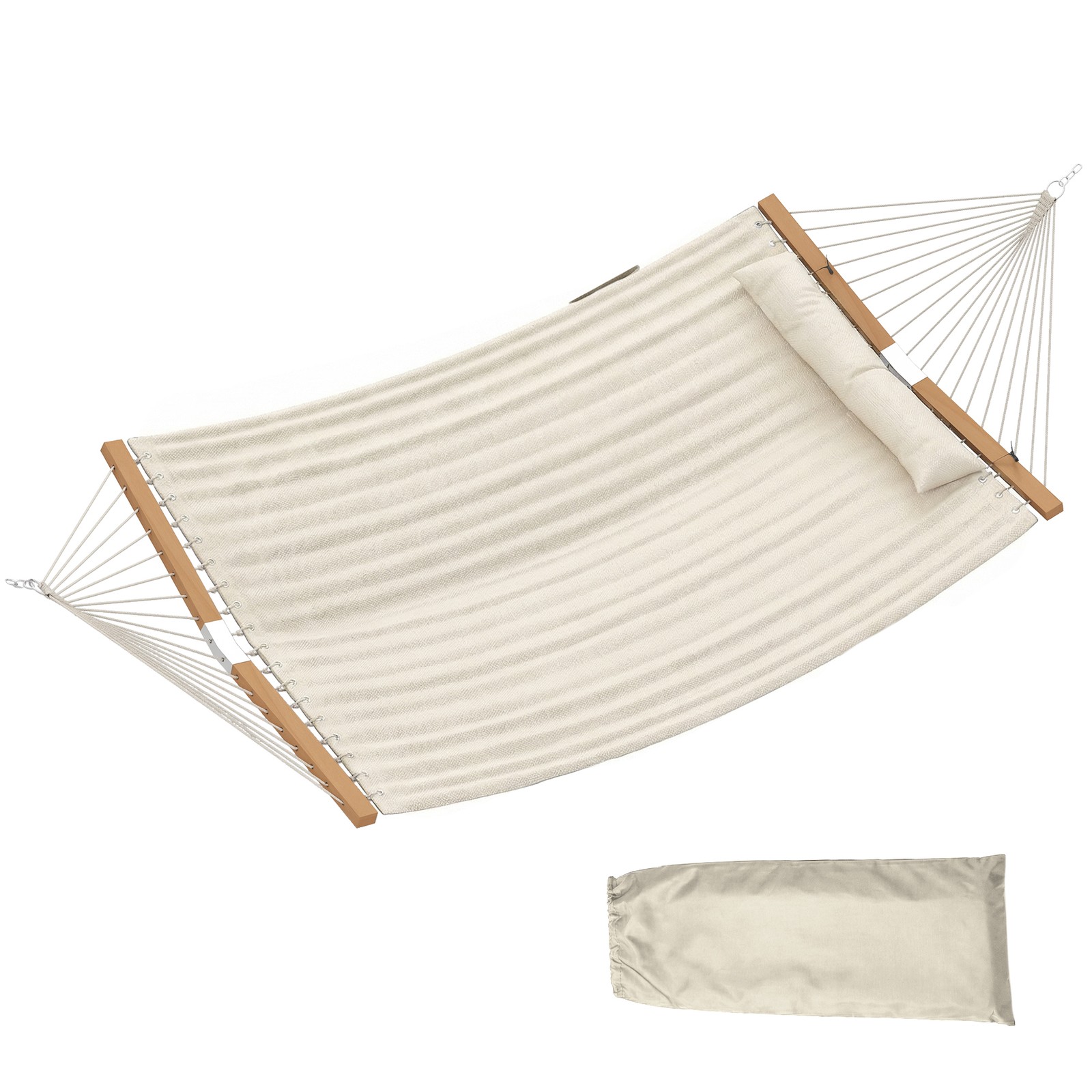 Outdoor Hammock, 2-Person, 440 lbs Capacity, Cream White