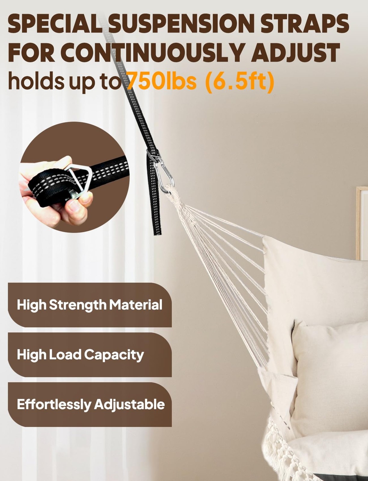 Chihee Hammock Chair Hanging Swing, 2 Pillows, Strong Webbing Straps