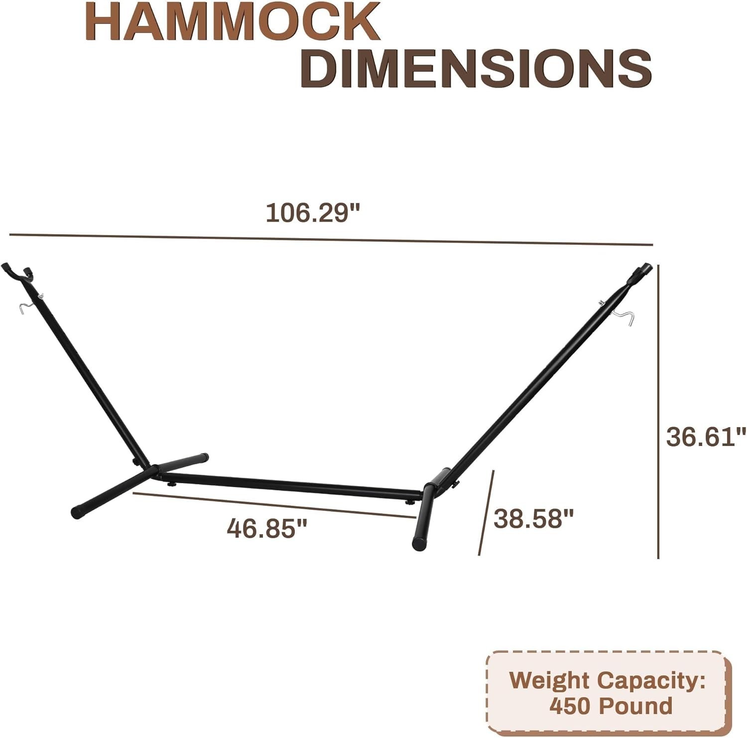Hammock Stand Adjustable Steel 9-Foot Heavy Duty 450 lb Capacity
