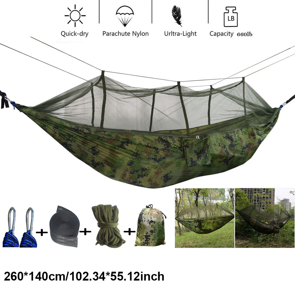 Double Person Camping Hammock with Mosquito Net Hanging Hammock Outdoor Sleeping