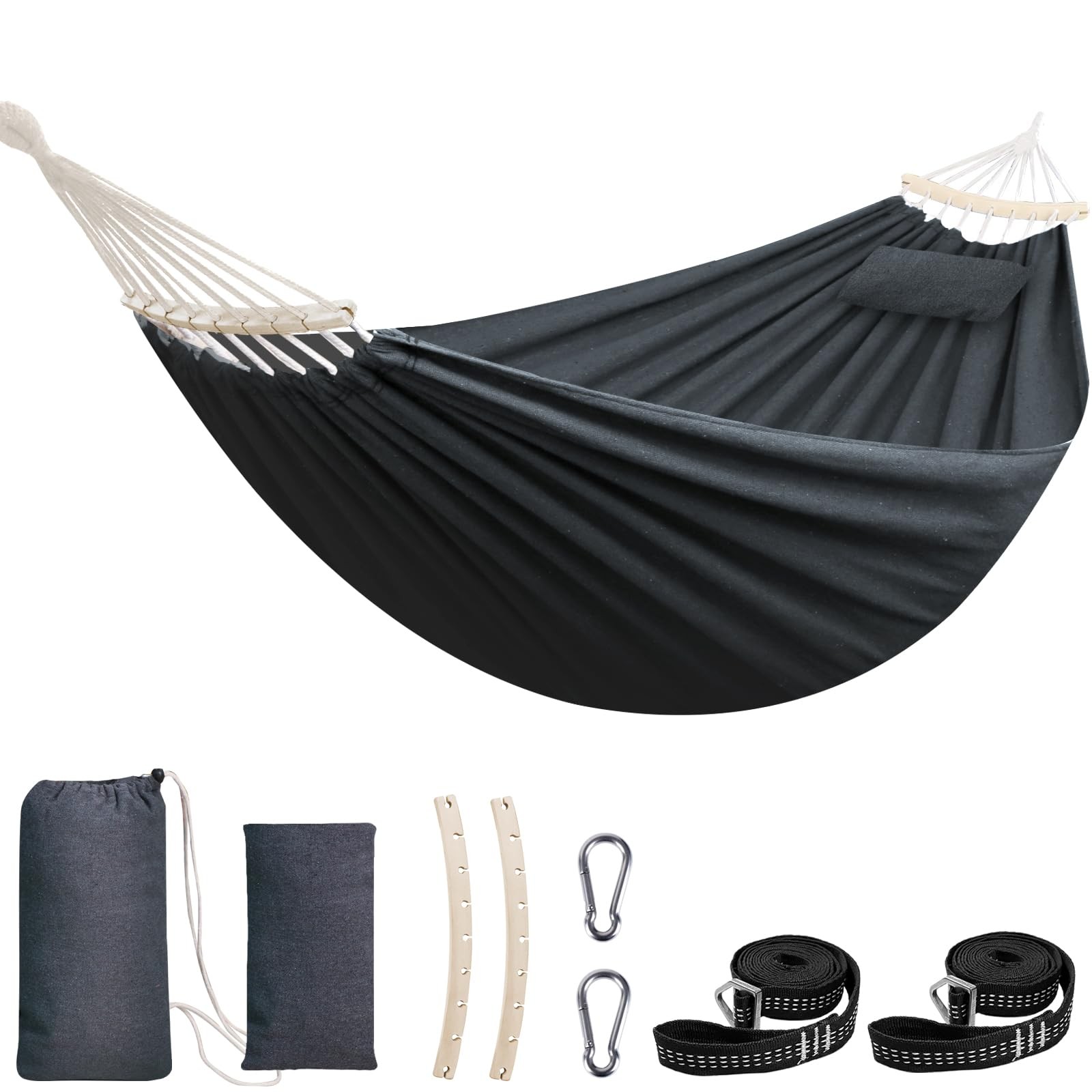 Cotton Hammock Large Soft Breathable Camping Hammock Holds Up to 660lbs Porta…