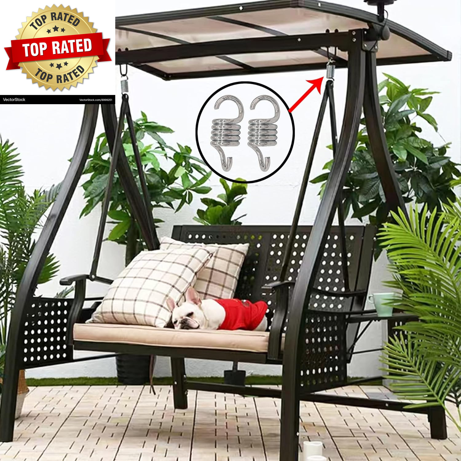 Porch Swing Springs Hammock-Chair Spring – 1500Lbs Heavy Duty Suspension Hangers