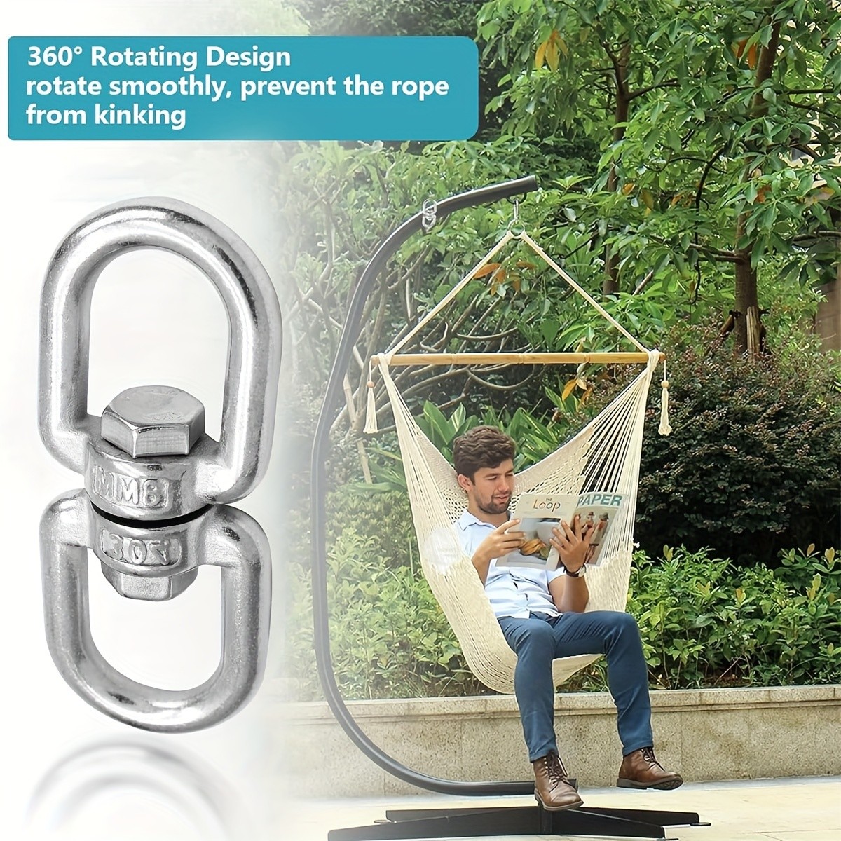 Stainless Steel Swivel Ring Double Ended Eye Hook Shackle Connector For Hanging