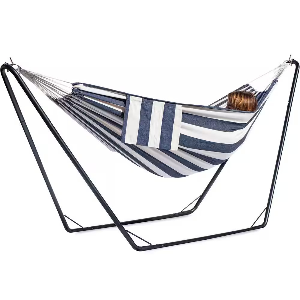 110 In. X 31 In. X 40 In. Hammock with Stand for outside Comfortable Pillow and