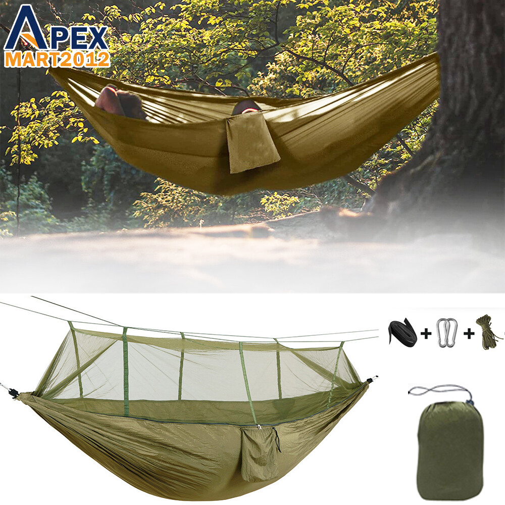 2 Person Camping Hammock With Mosquito Net Outdoor Portable Nylon Hanging Tent