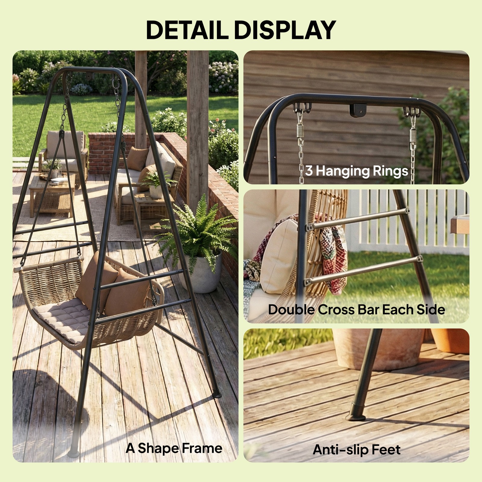 Hammock Chair Stand, Heavy Duty Hanging Swing Chair, Black