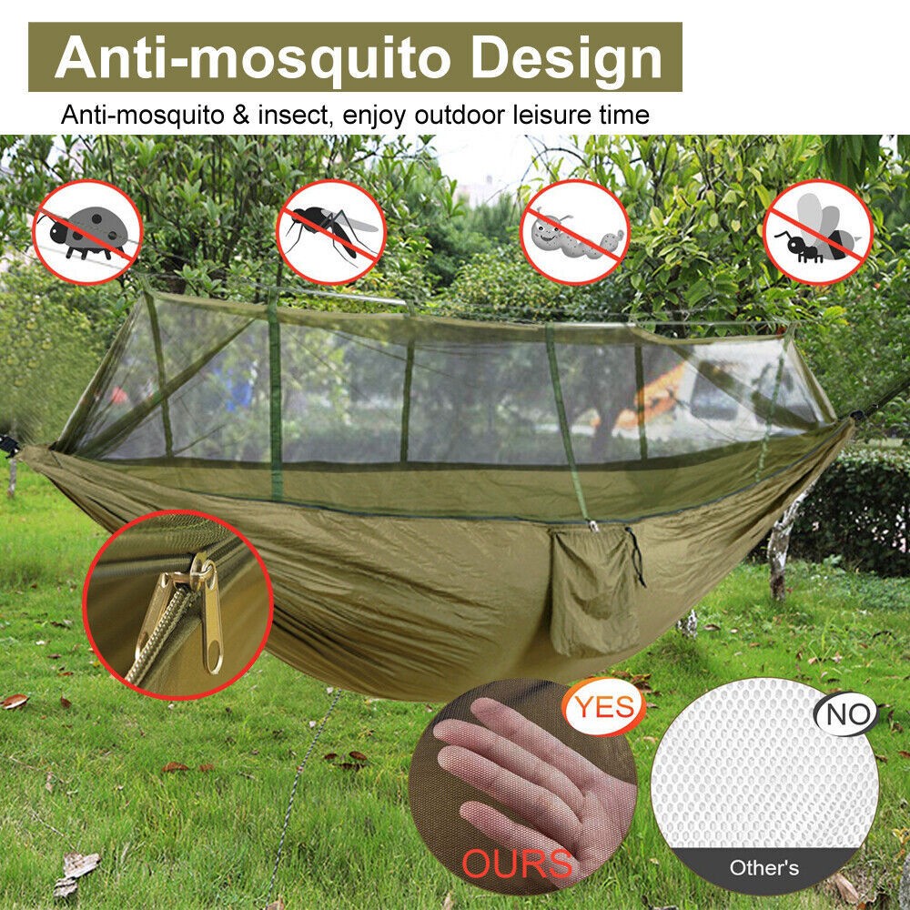 Camping Hammock Tent Mosquito Net Set 2 Person Sun Cover Rainproof Hanging Bed
