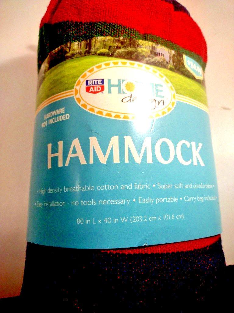 Hammock Rite Aid Home Design Cotton Fabric 80in. L x 40in. W Stripped C1