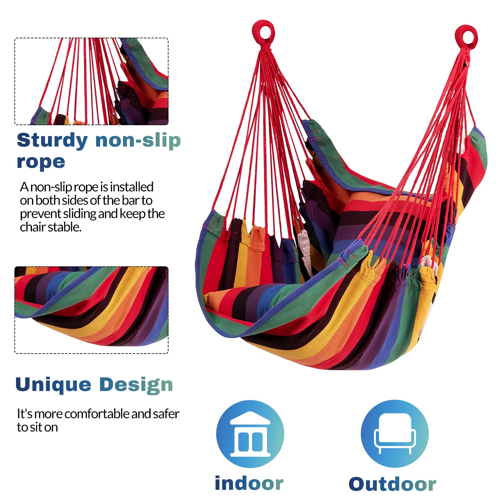 Hanging Hammock Swing Chair Chair for Outdoor & Indoor & Camping Holds 330 Lbs