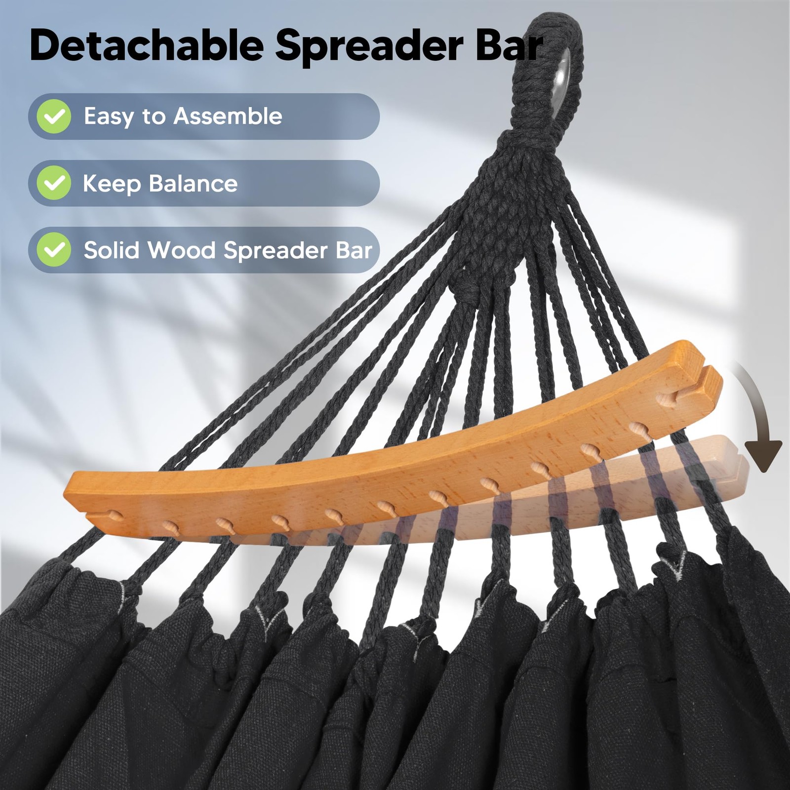 SUNCREAT Hammocks Portable Tree Hammock Swing with Spreader Dark Gray Tassel