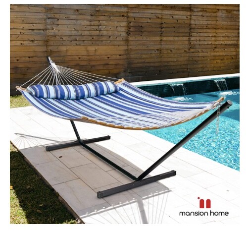 Mansion Home Yard Hammock with Stand,12 Ft 2 Person Hammocks, Heavy Duty 450 lbs