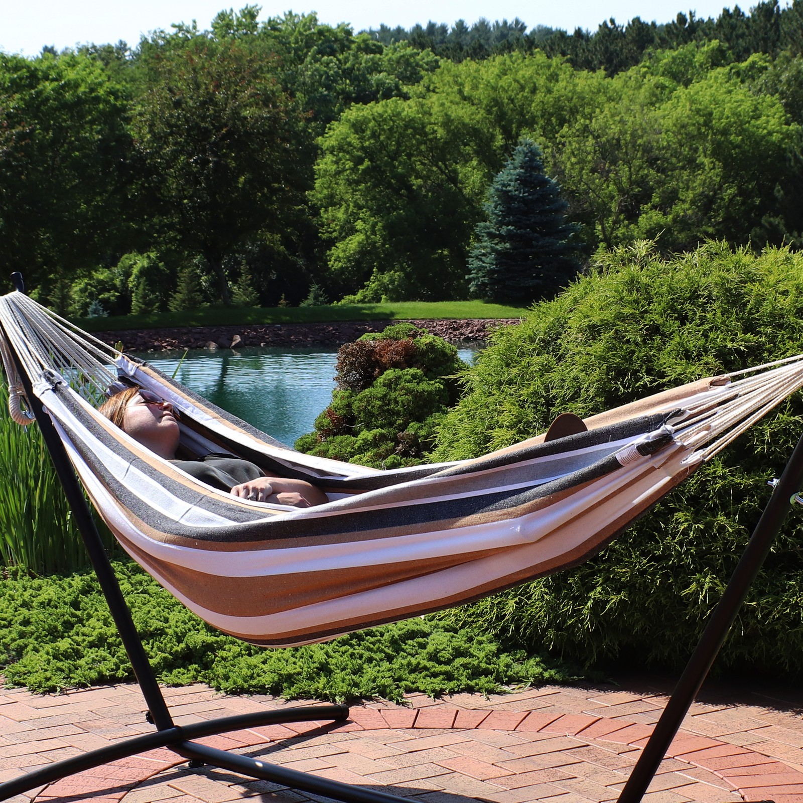 2-Person Woven Cotton Brazilian Hammock – Calming Desert by Sunnydaze