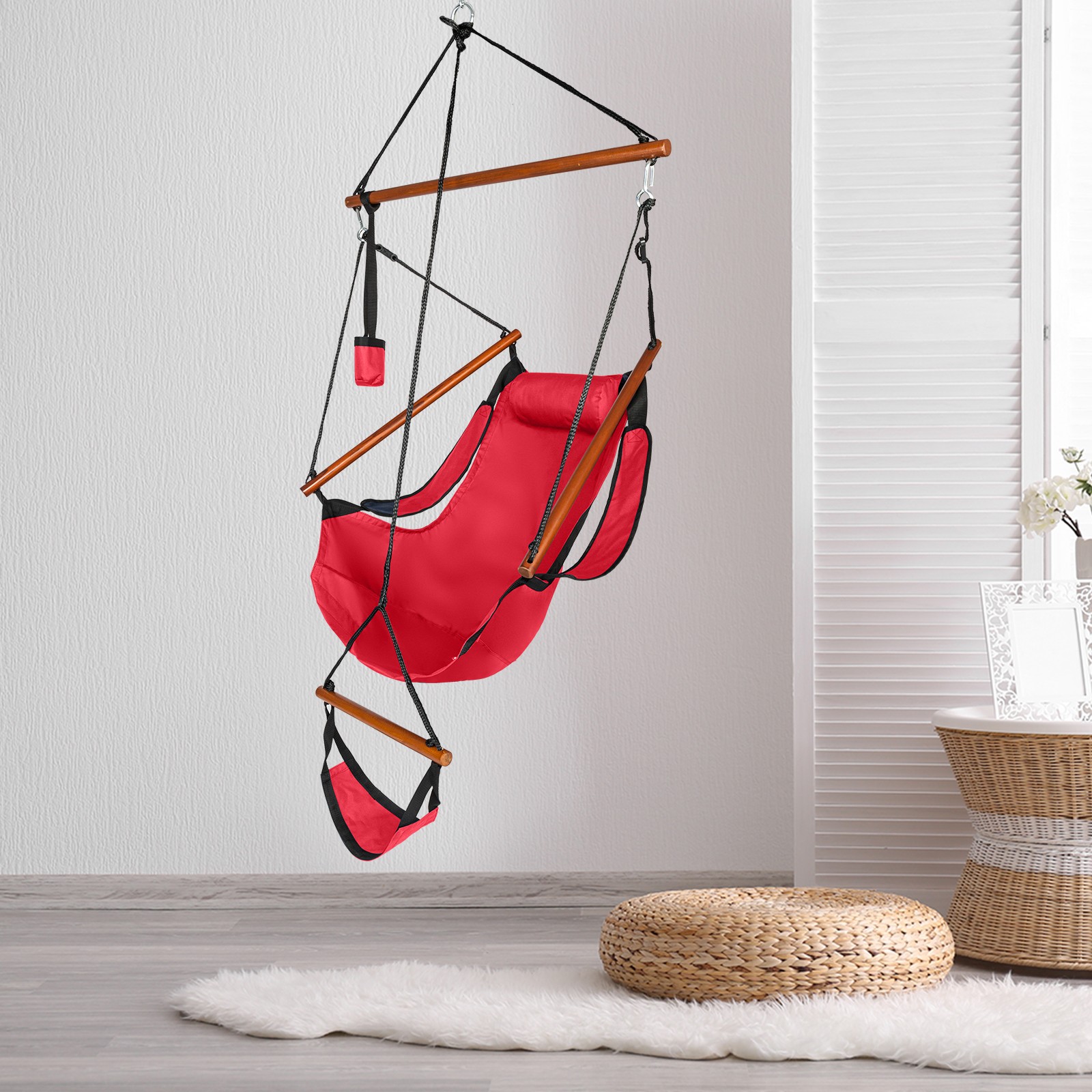 Hammock Hanging Sky Chair Air Deluxe Swing Chair Outdoor With Cup Holder 4 Color