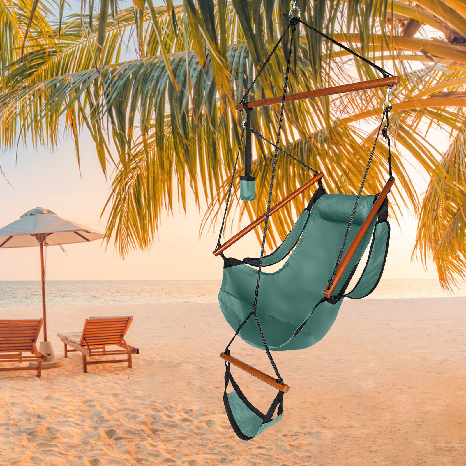 Hammock Hanging Chair Air Deluxe Outdoor Chair Solid Wood 250lb 4 Color