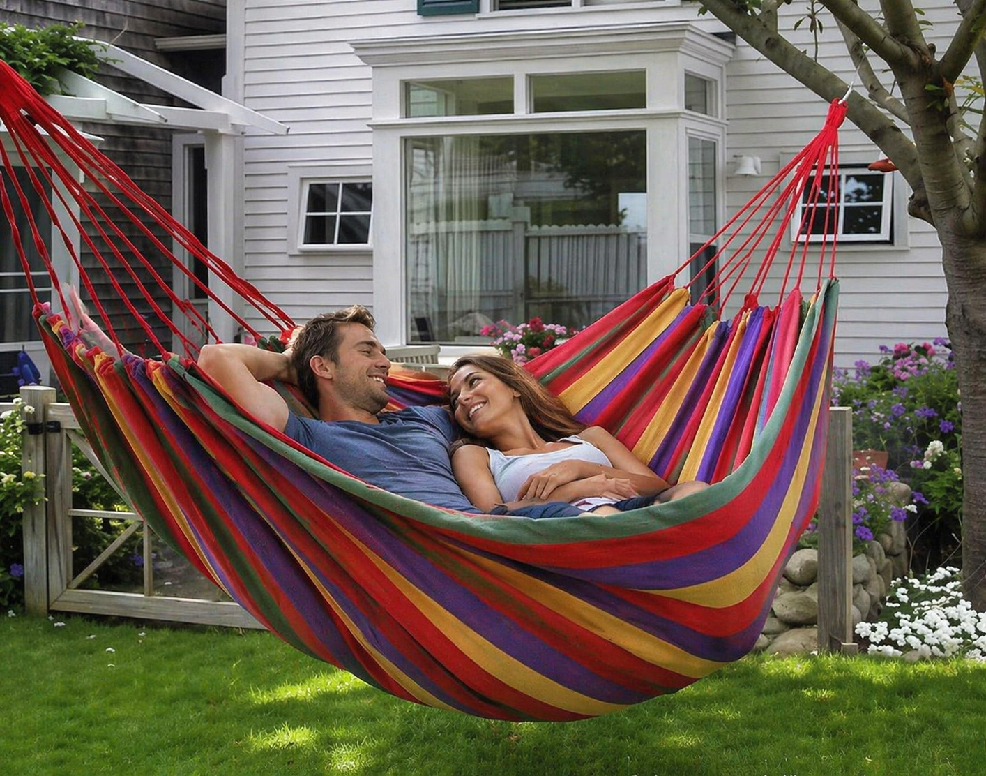 Canvas Hammock 1 – 2 Person Heavy Duty 102″ x 31″ Camping Backyard Patio Swing