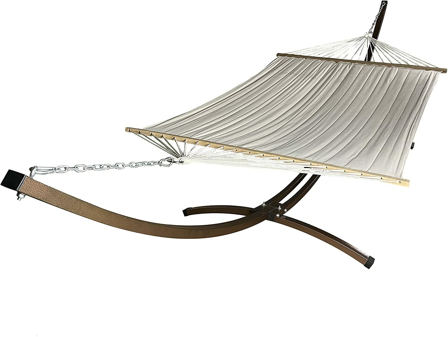 Petra Leisure 15Ft In/Outdoor Bronze Steel Arc Hammock Stand w/Quilted Beige Bed