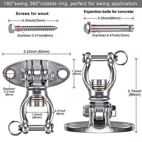 Swivel Swing Hanger Stainless Steel Ceiling Hook Heavy Duty Porch Hammock Chair