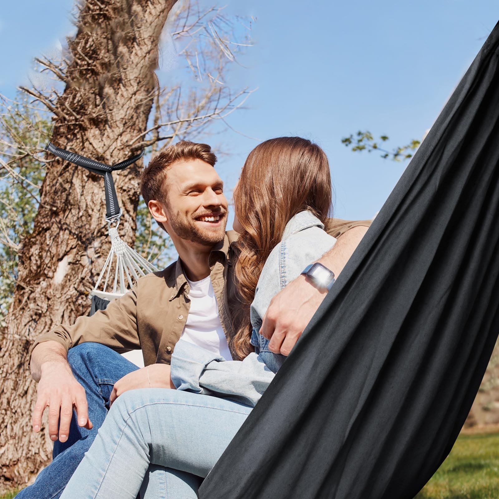 Cotton Hammock Large Soft Breathable Camping Hammock Holds Up to 660lbs Porta…
