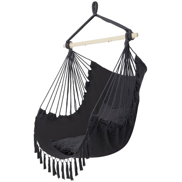 Hammock Hanging Rope Chair Swing Seat Patio Picnic Camping Dark Gray For Outdoor