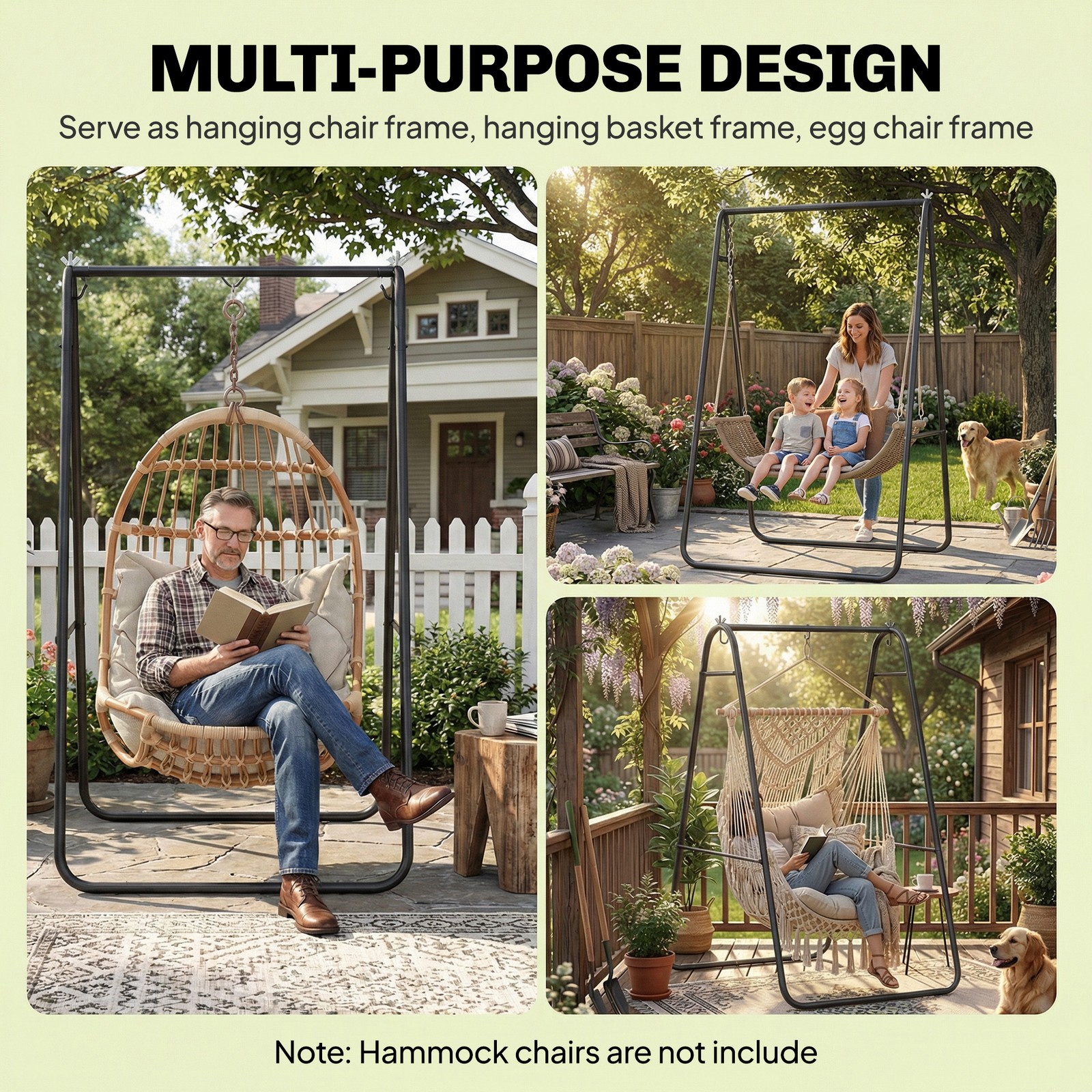 Hammock Chair Stand, Hanging Chair Stand Only, 330 LBS, Black