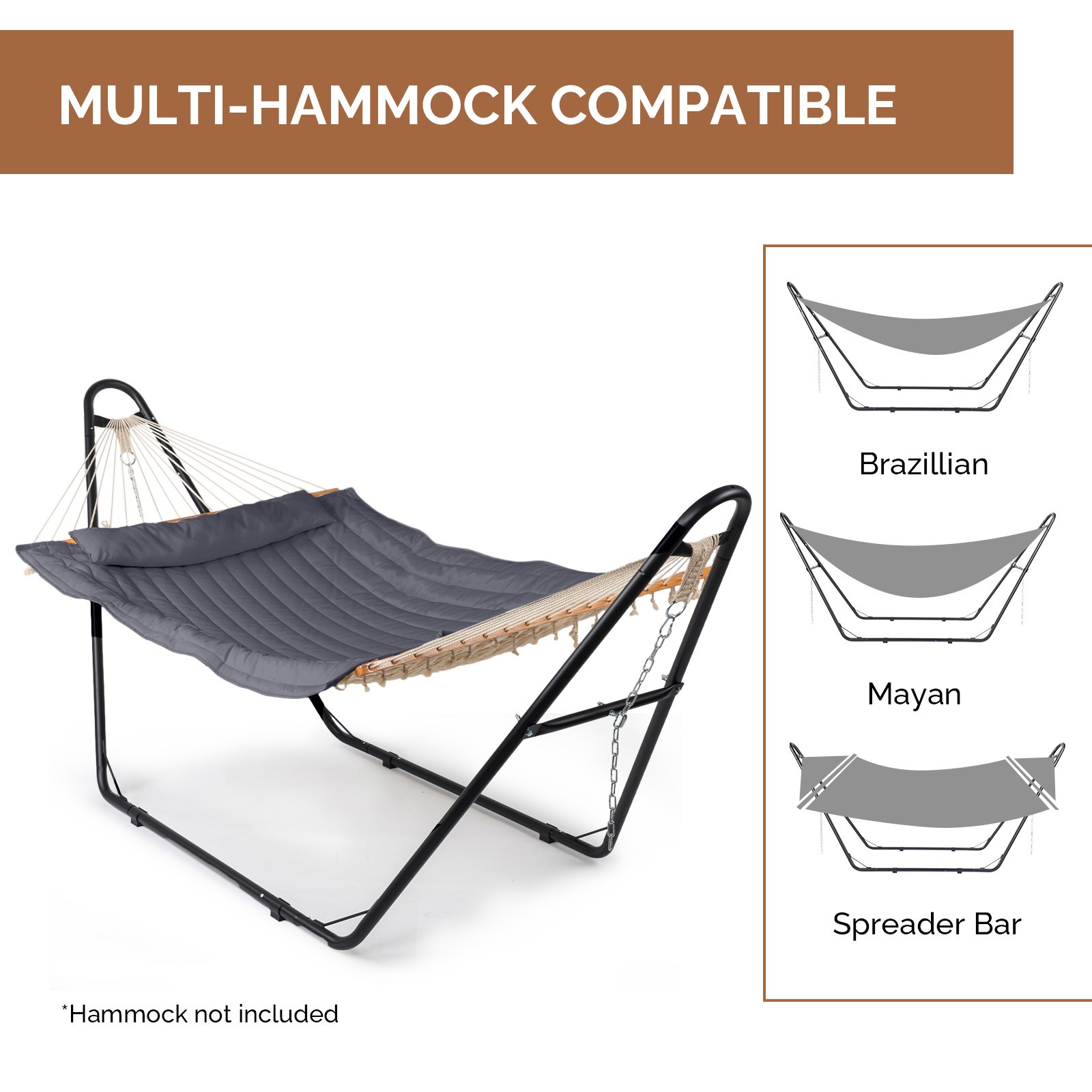 10 FT Hammock Stand Only Steel with Adjustable Hooks for Outdoor, Garden Patio