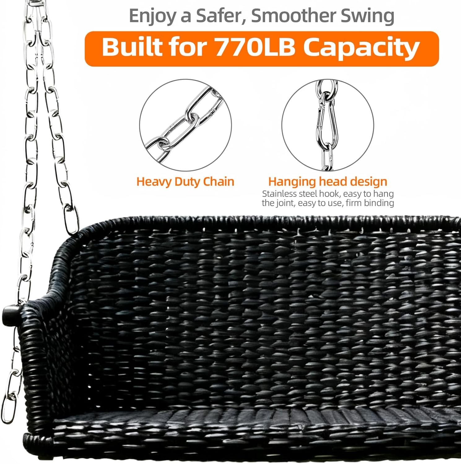 2 Pack Porch Swing Hanging Chain Kit Stainless Steel 10 FT Ceiling Load 700 Lbs