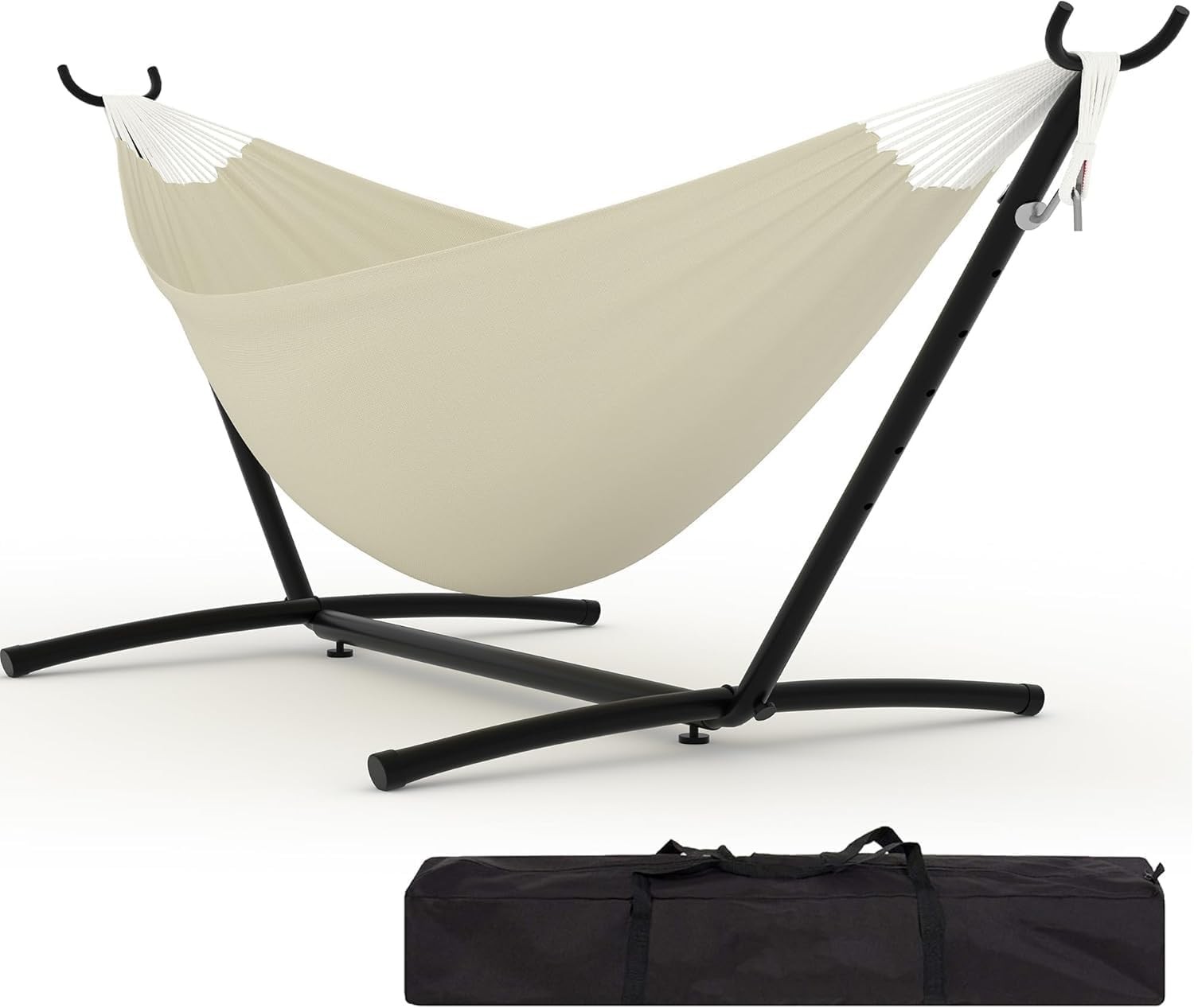 Double Hammock with Steel Stand and Carrying Bag, 350 lb Capacity Indoor Outdoor