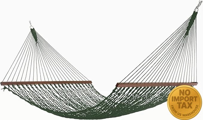 Hatteras Hammocks Deluxe Green DuraCord Rope Hammock – 13 ft. x 60 in.