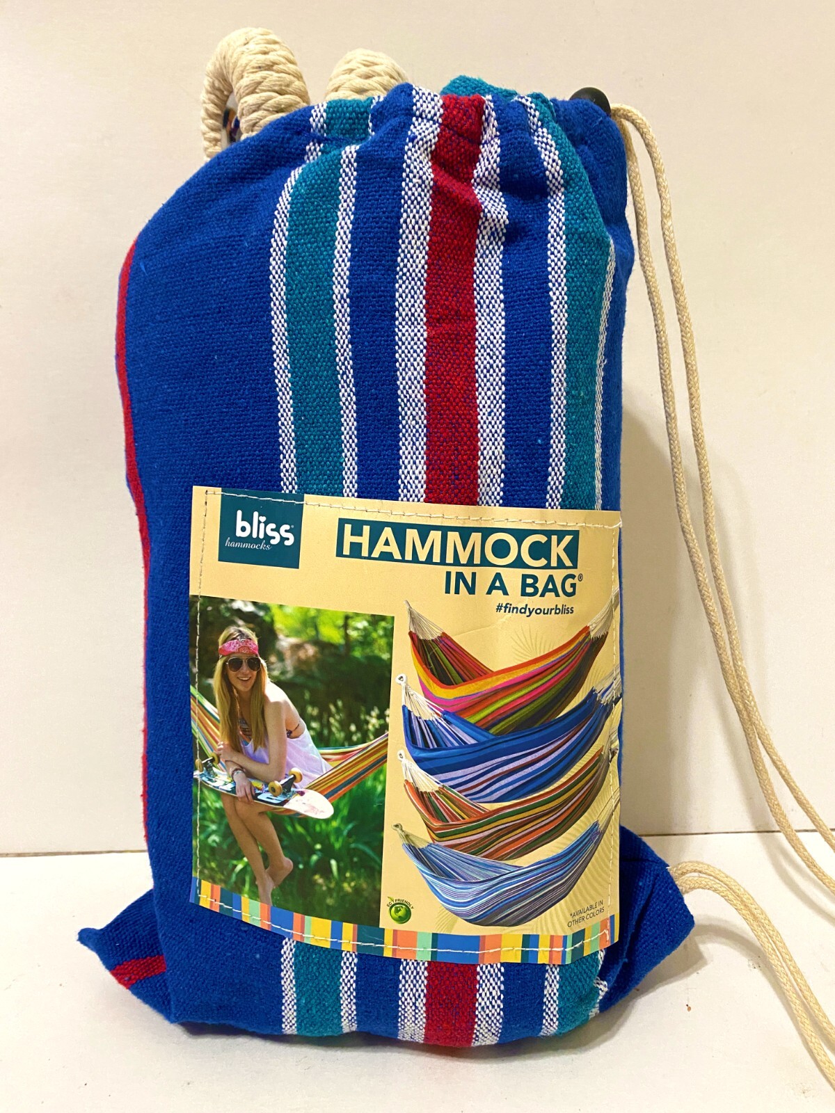Bliss Hammock In Bag + Hanging Ropes 250 LB Capacity Cotton Polyester MultiColor