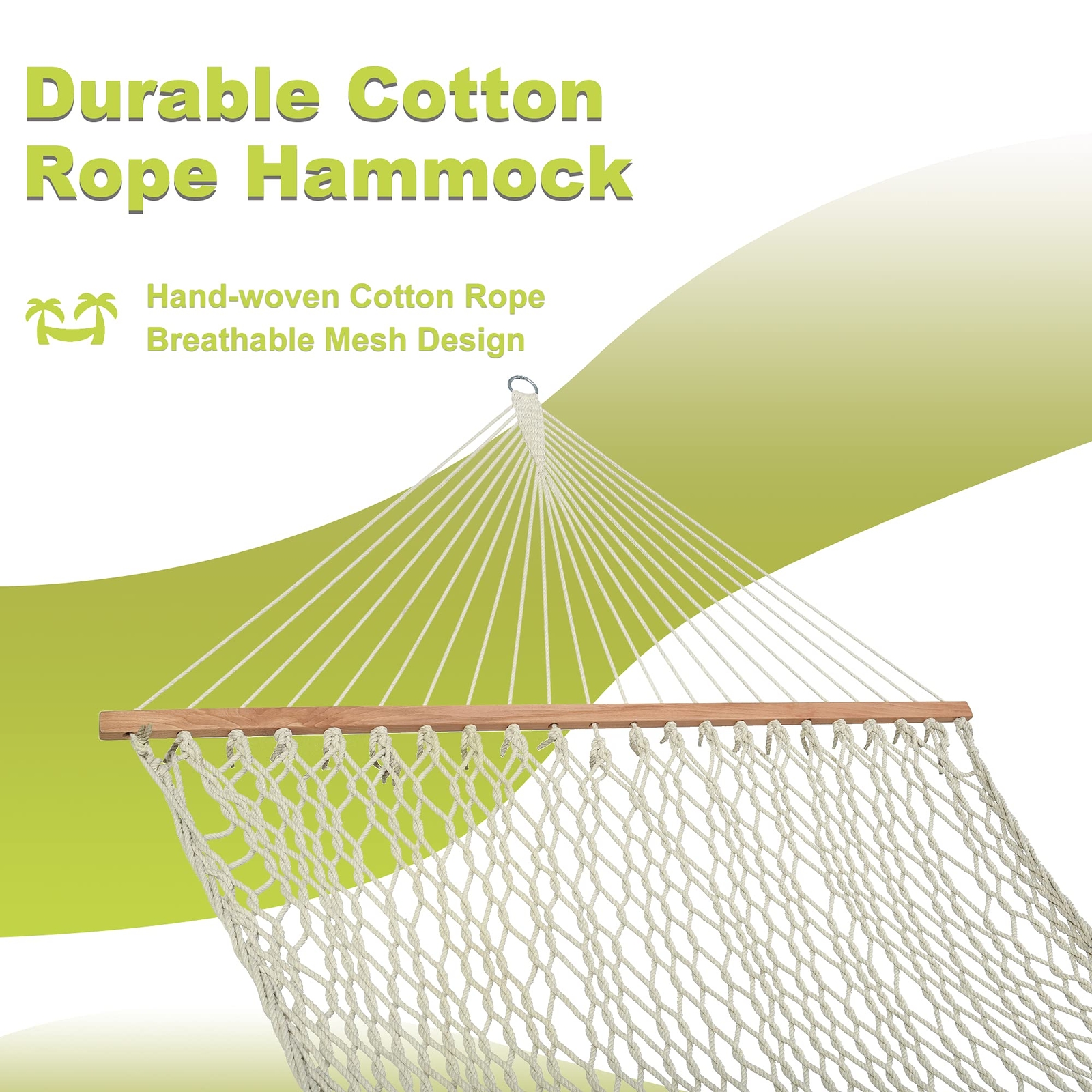 12ft Double Rope Hammocks 2 Person Hand Woven Cotton Hammock With Spreader Bar F