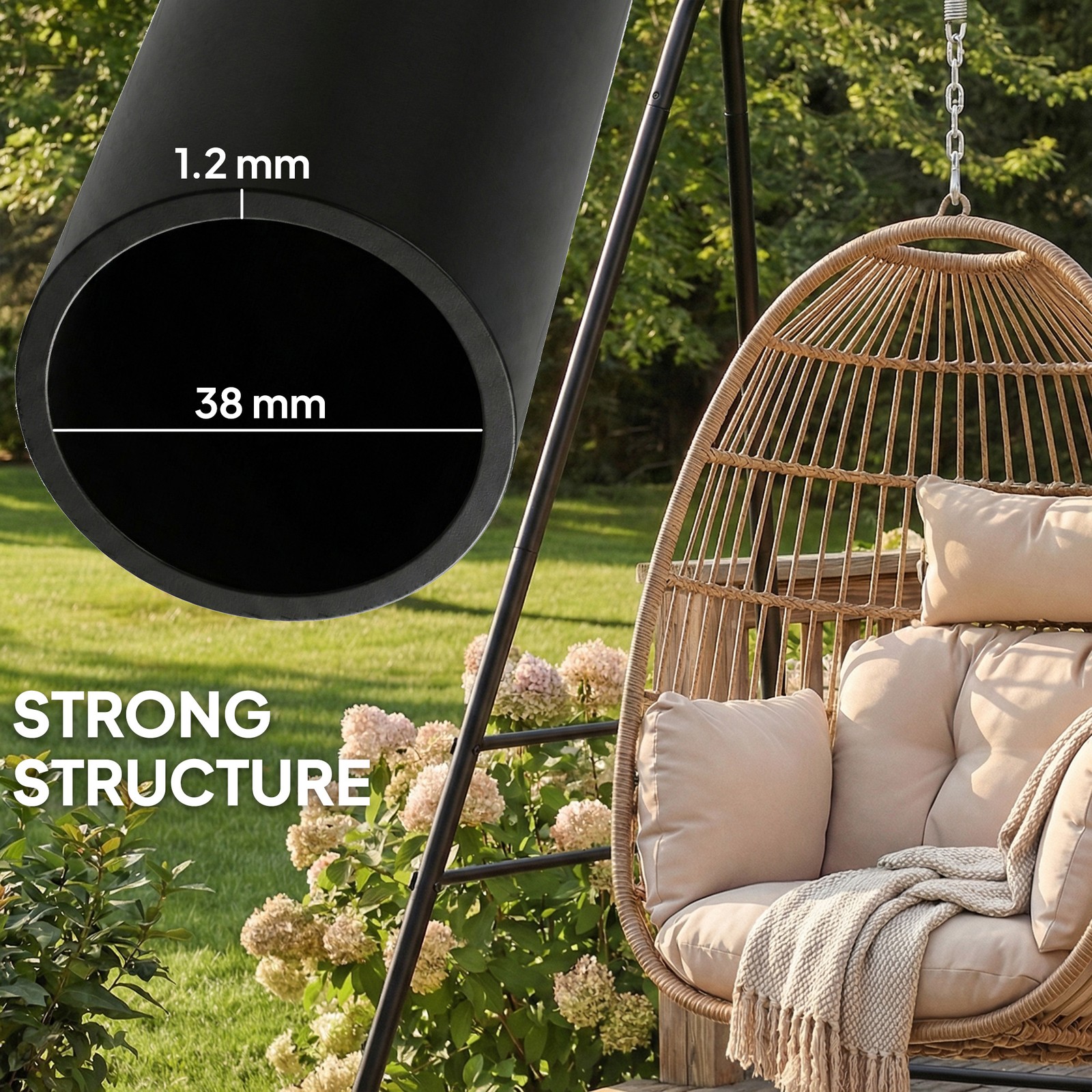 Hammock Chair Stand, Heavy Duty Hanging Swing Chair, Black