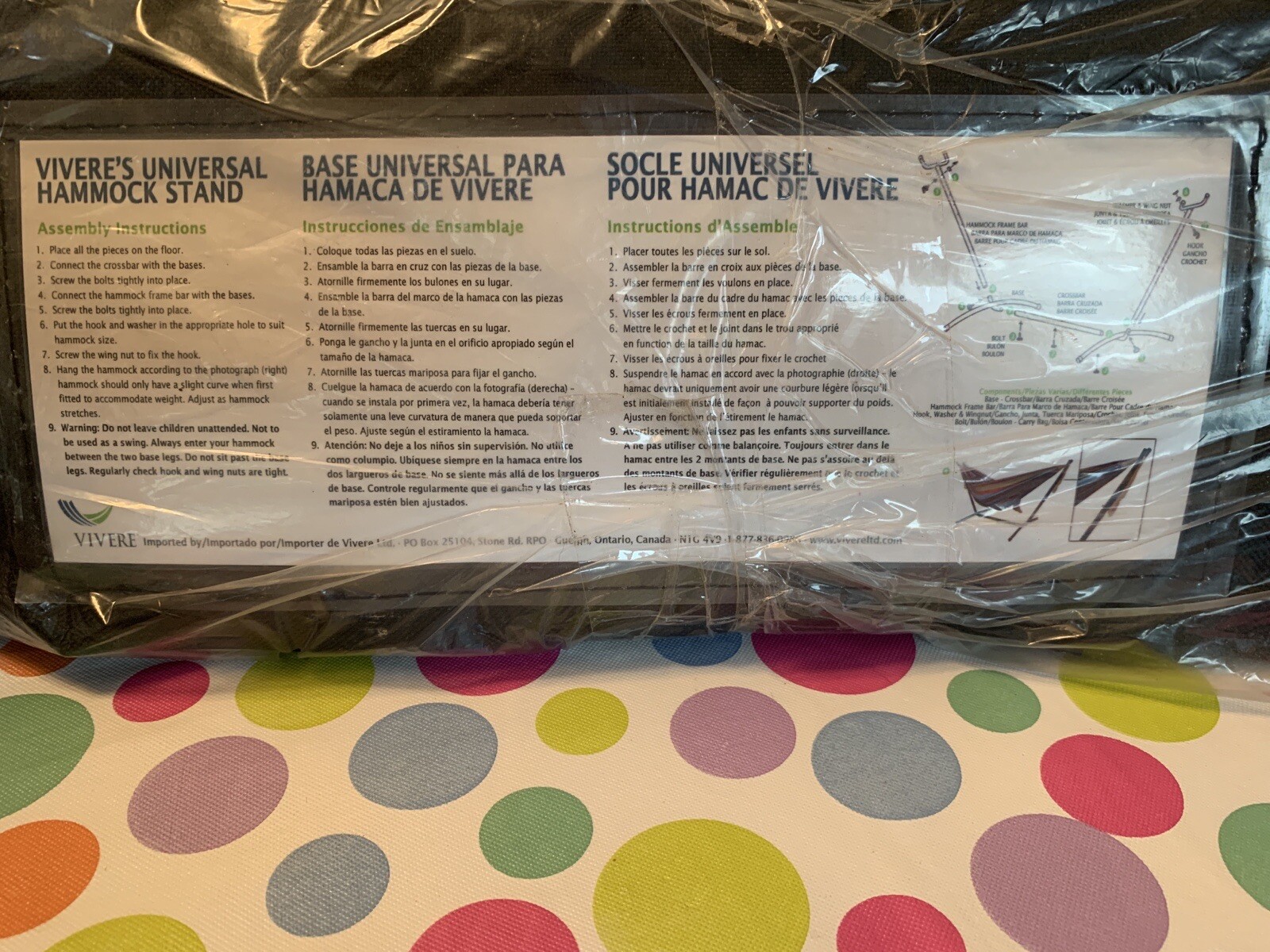Vivere’s Hammock Multicolor with Stand 9 Ft Long Brand New