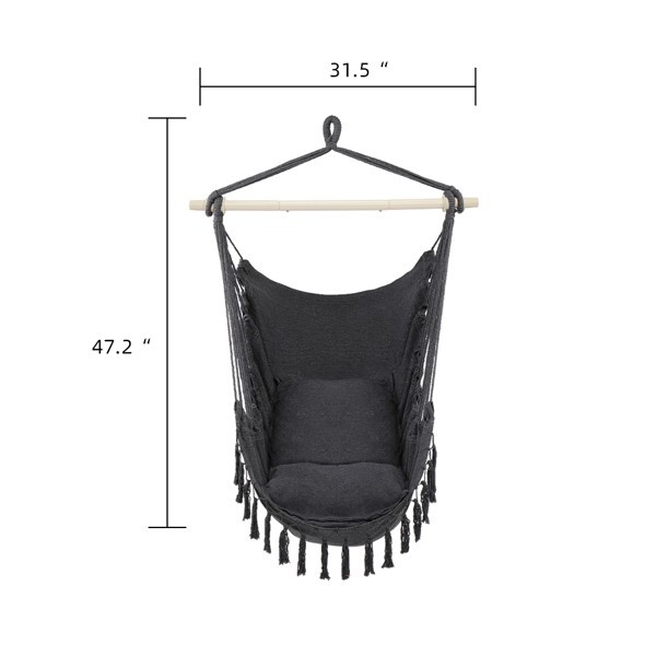 Hammock Hanging Rope Chair Swing Seat Patio Picnic Camping Dark Gray For Outdoor