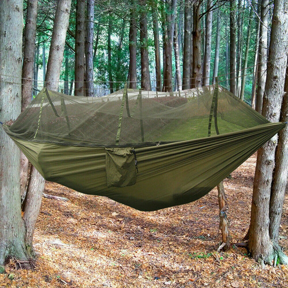 Camping Hammock Tent Mosquito Net Set 2 Person Sun Cover Rainproof Hanging Bed