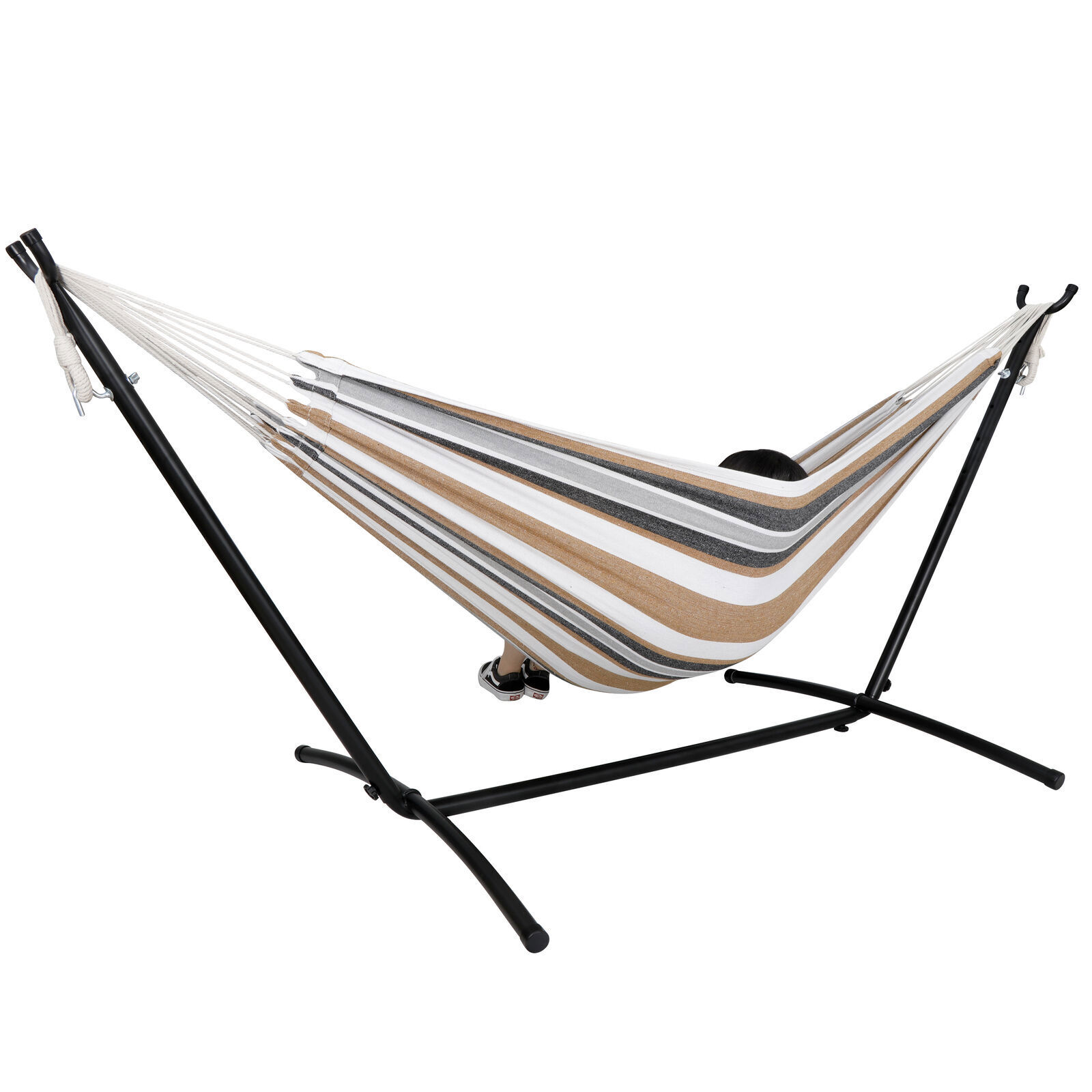 Double Hammock with 620lb Capacity 9FT Steel Stand and Portable Carrying Case