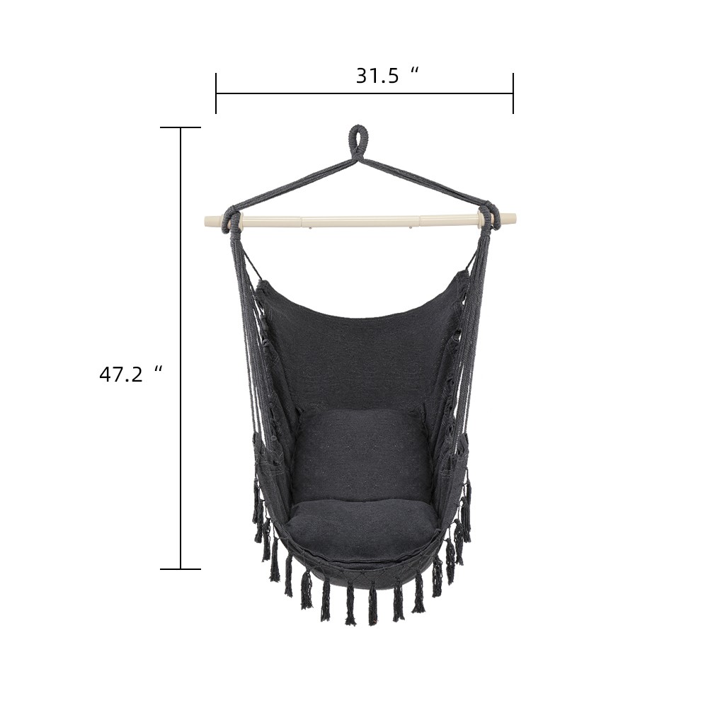 Hammock Hanging Rope Chair Swing Seat Patio Picnic Camping Dark Gray