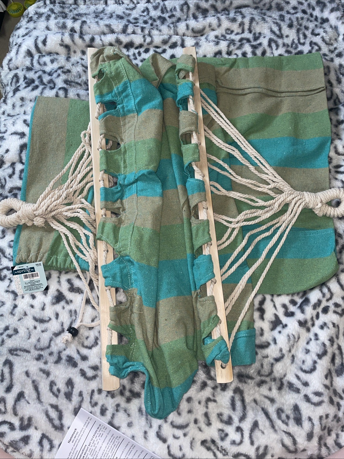 Hobby Lobby Green & Blue 31.5 x 78.7 in. Hammock & Storage Bag (holds 400 Lbs)