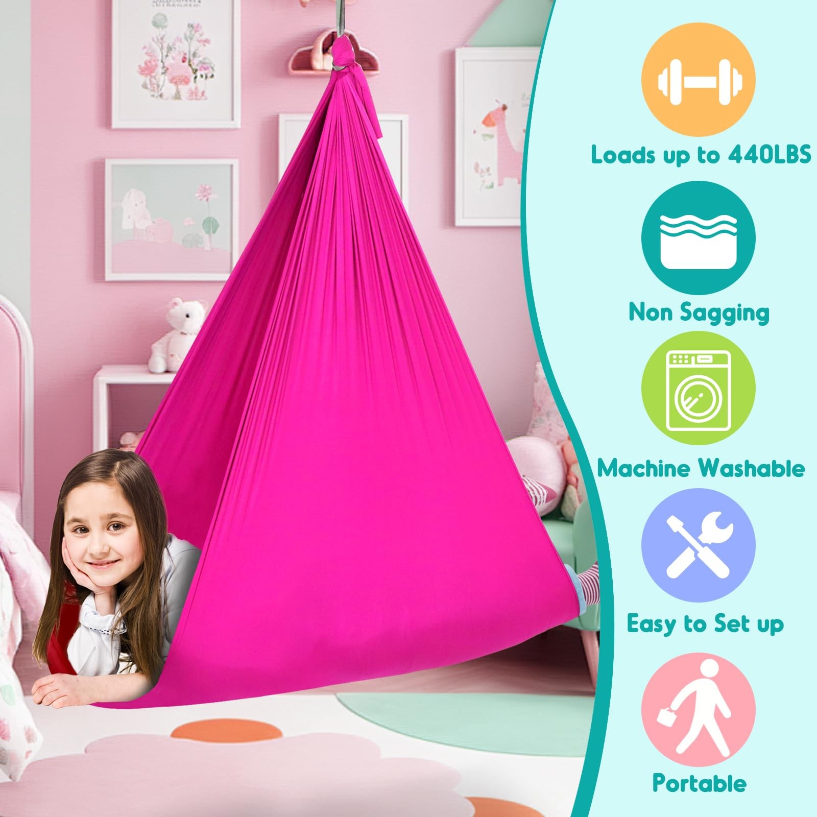 Sensory Swing Therapy Swing Hammock Indoor Outdoor for Kids,Hardware Included…