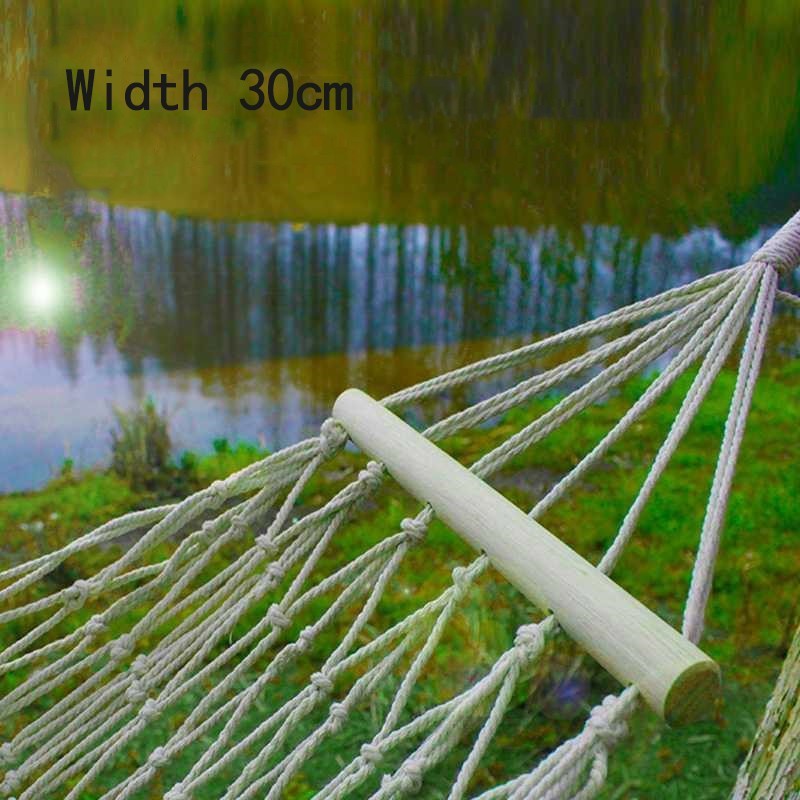 Outdoor Indoor Net-shaped Cotton Rope Hammock With Wooden Sticks